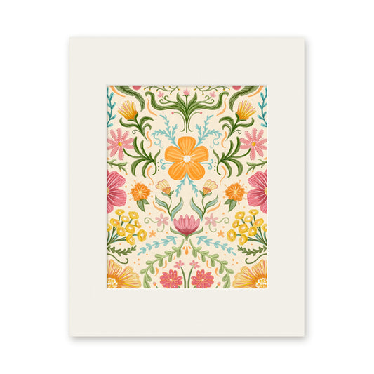 Watercolor Floral art print in a white 11x14 mat
