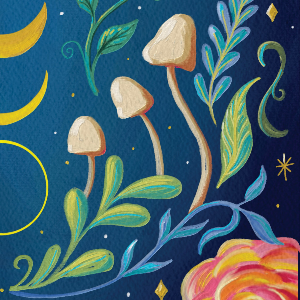 Moon Bee art print detail