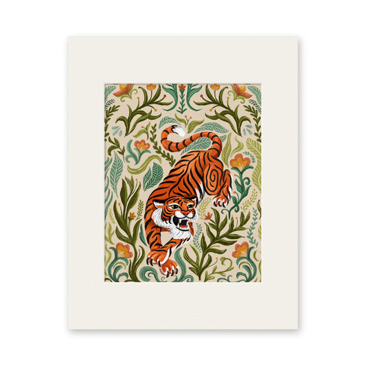 Tiger art print in a white 11x14 mat