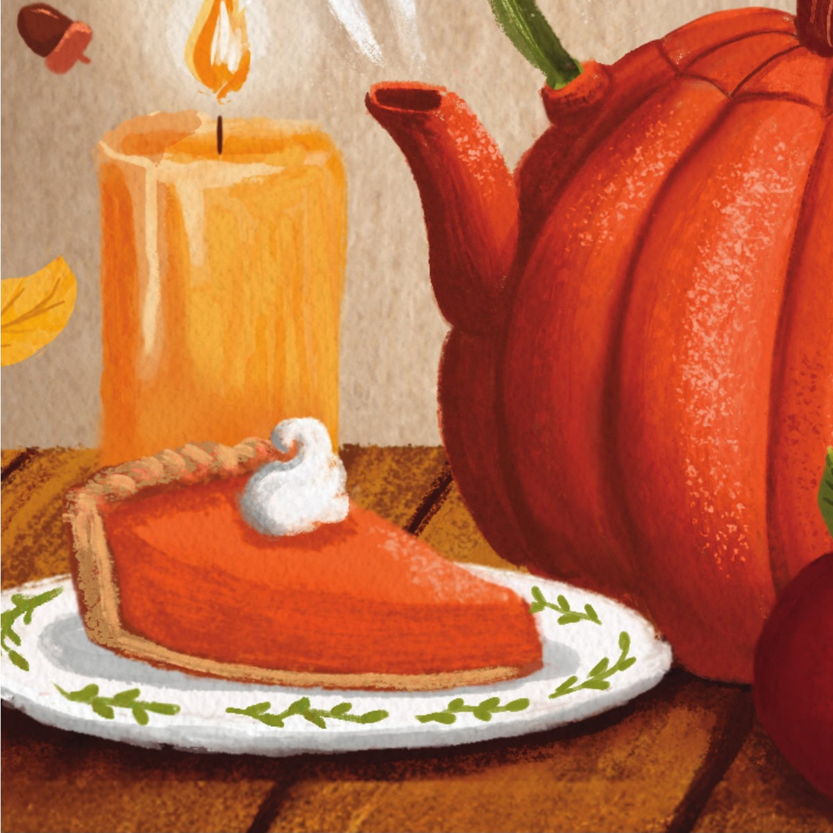 Happy Fallidays Ghosts Teapot art print detail