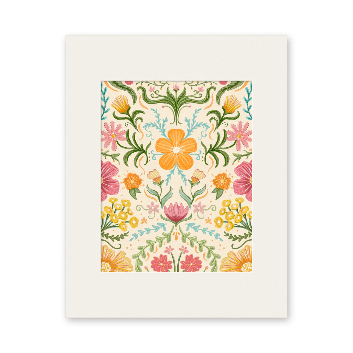 Watercolor Floral art print in a white 11x14 mat