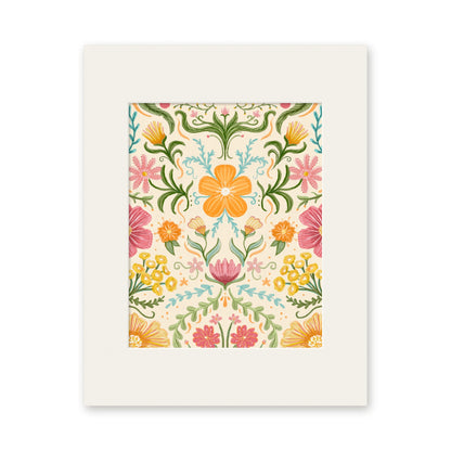 Watercolor Floral art print in a white 11x14 mat