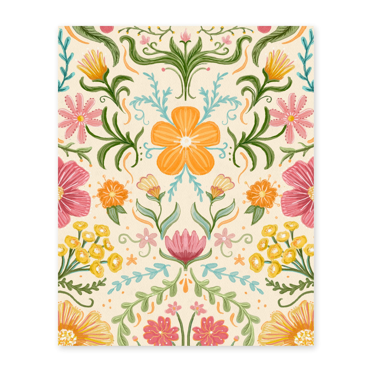 Watercolor Floral art print, full illustration