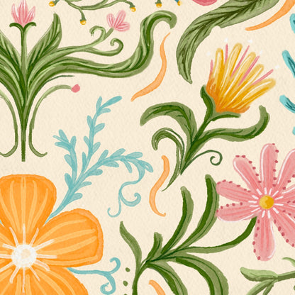 Watercolor Floral art print detail