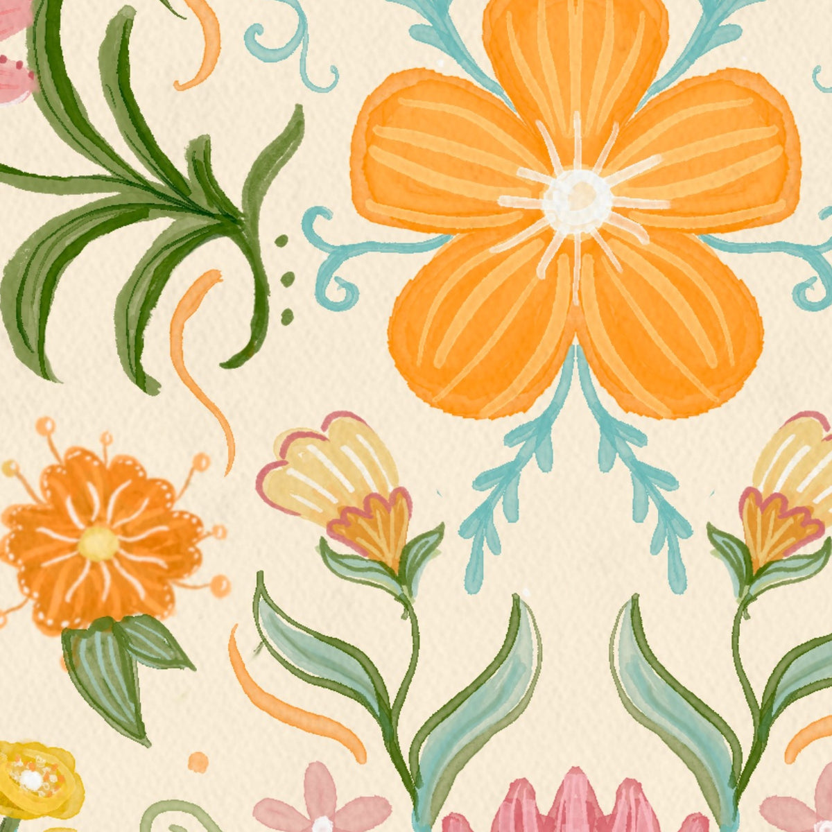 Watercolor Floral art print detail
