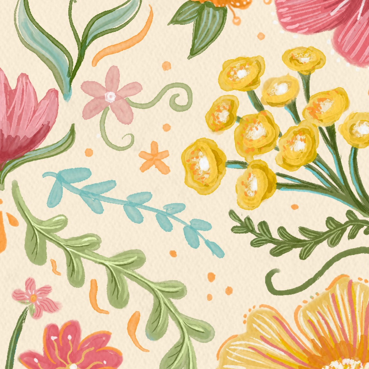 Watercolor Floral art print detail