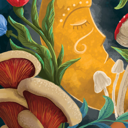 Mushroom Moon art print detail