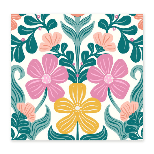Retro Floral art print, full illustration