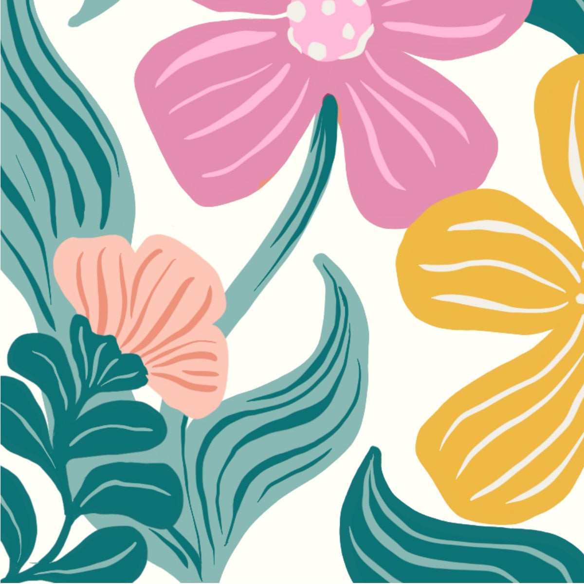 Retro Floral art print detail