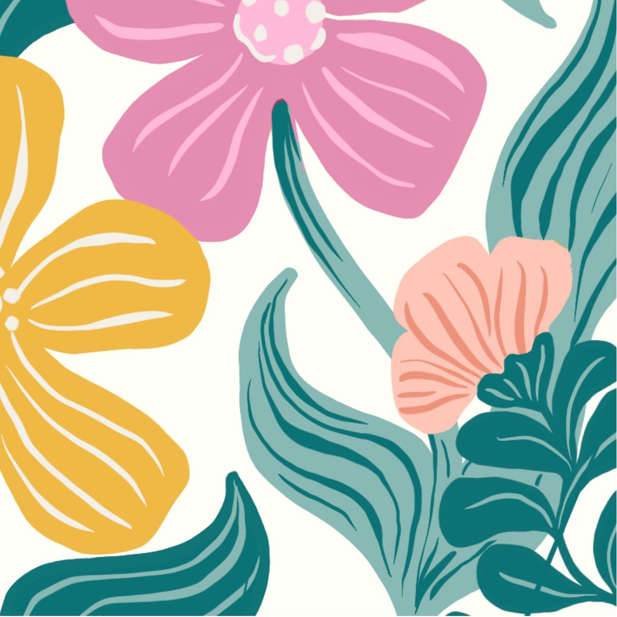 Retro Floral art print detail
