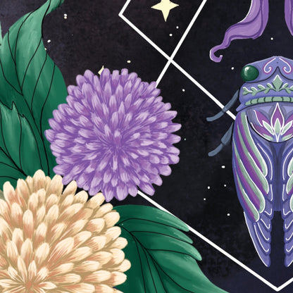 Beetle Moth Cicada art print detail