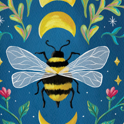 Moon Bee art print detail