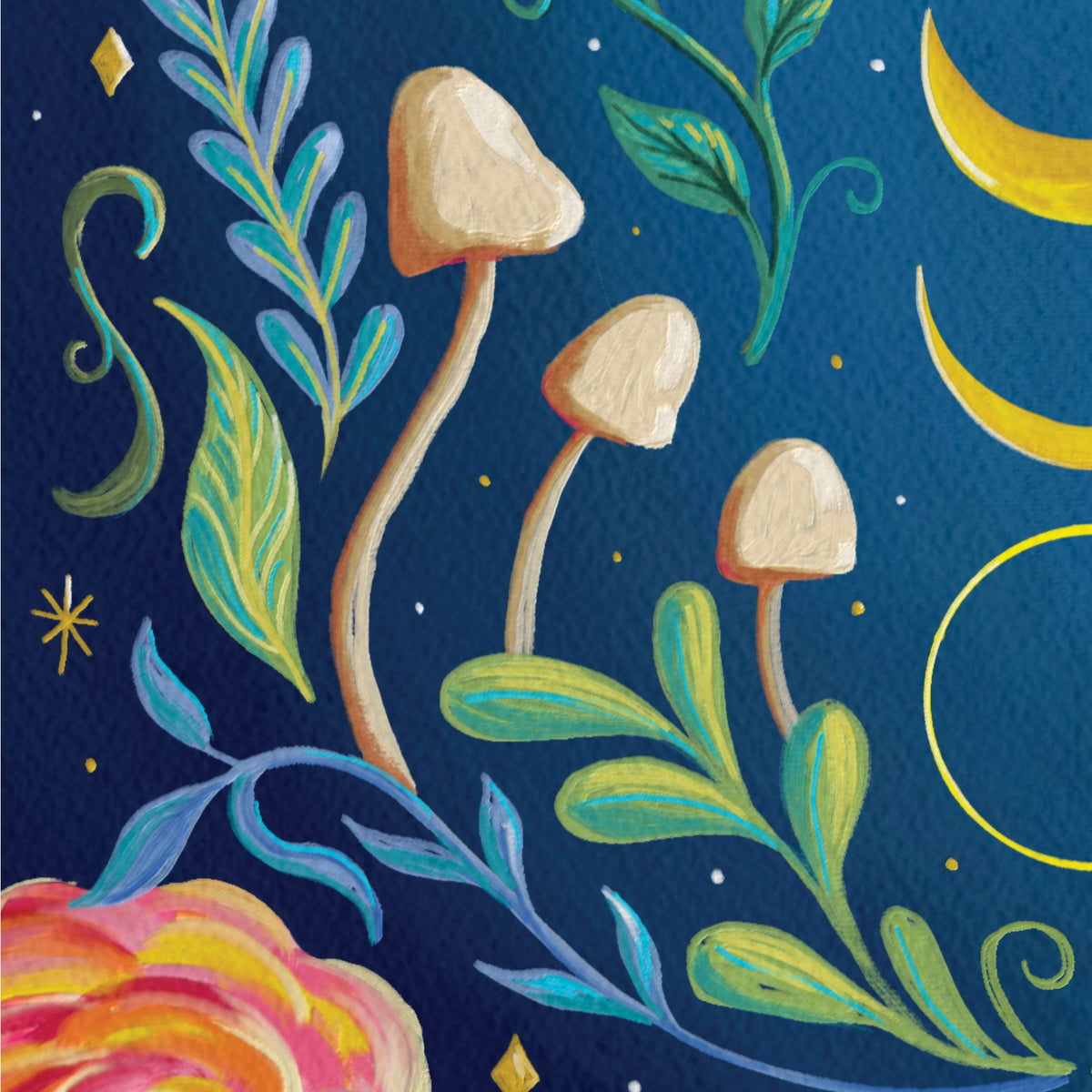 Moon Bee art print detail
