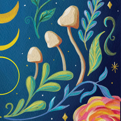 Moon Bee art print detail