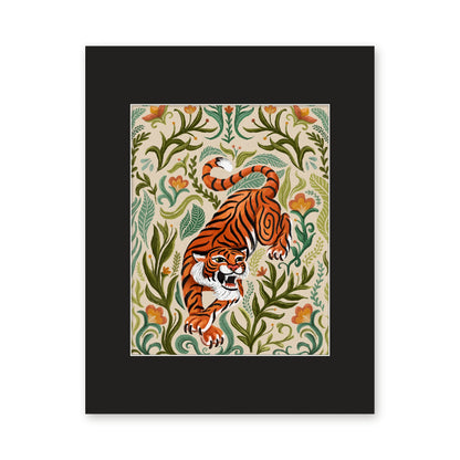 Tiger art print in a black 11x14 mat