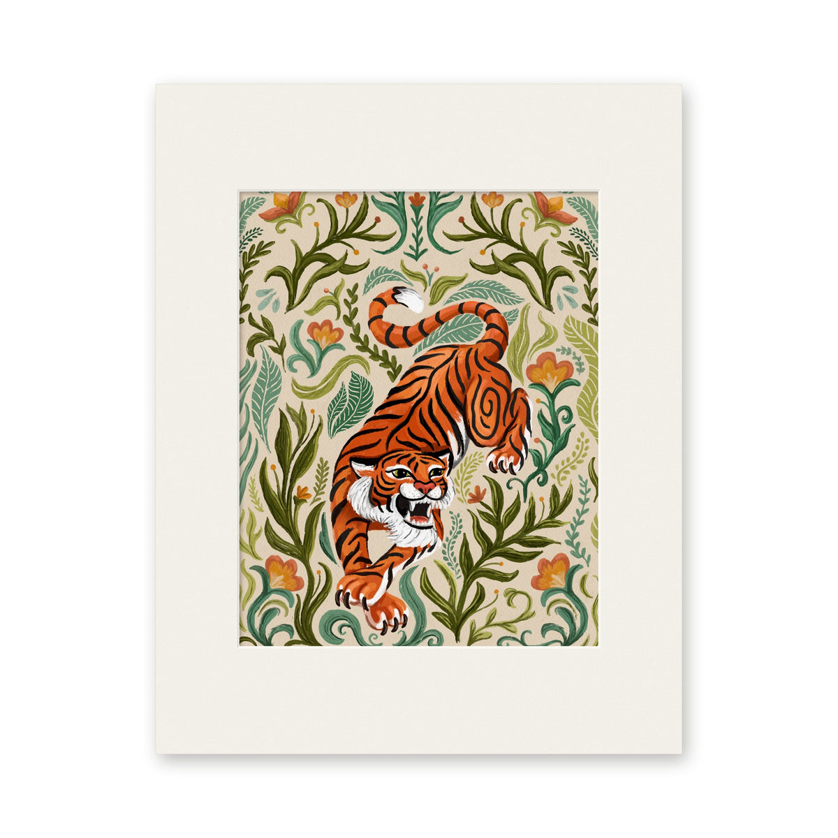Tiger art print in a white 11x14 mat