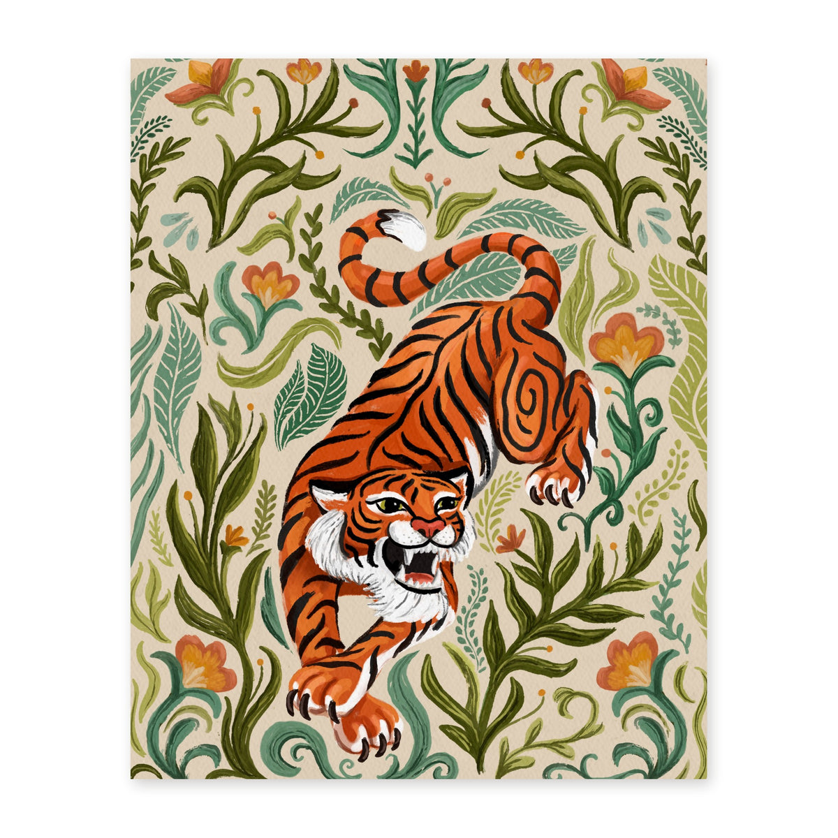 Tiger art print, full illustration