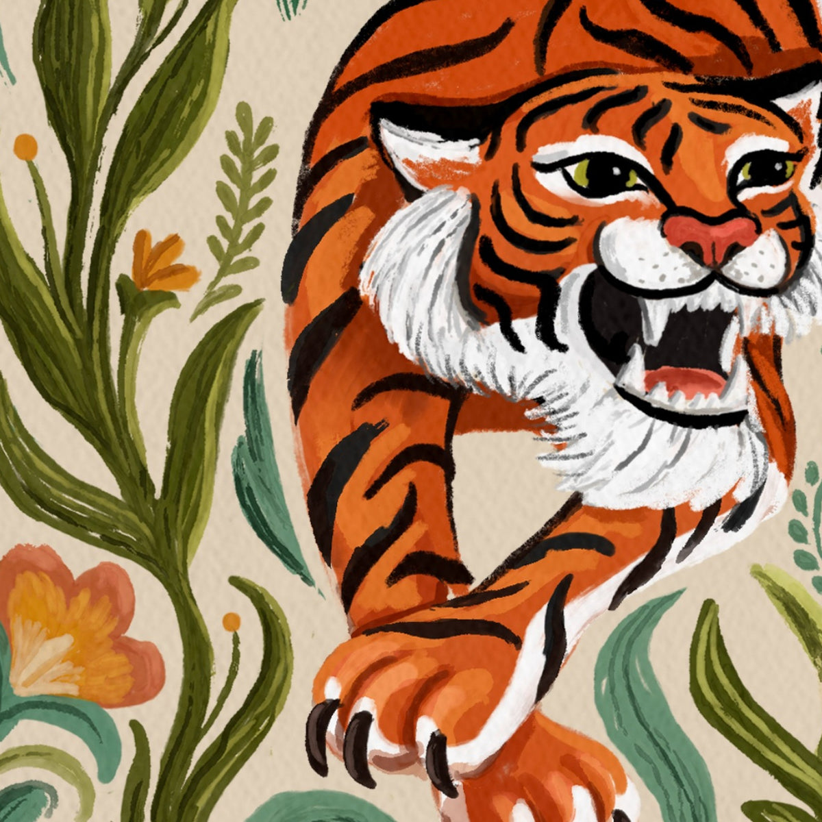 Tiger art print detail