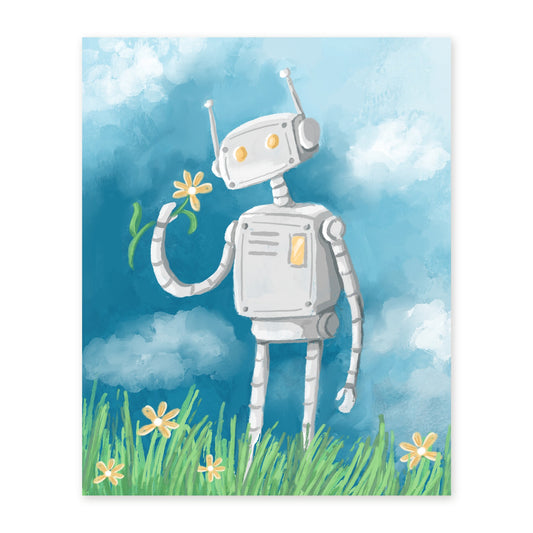 Bot in Field art print, full illustration