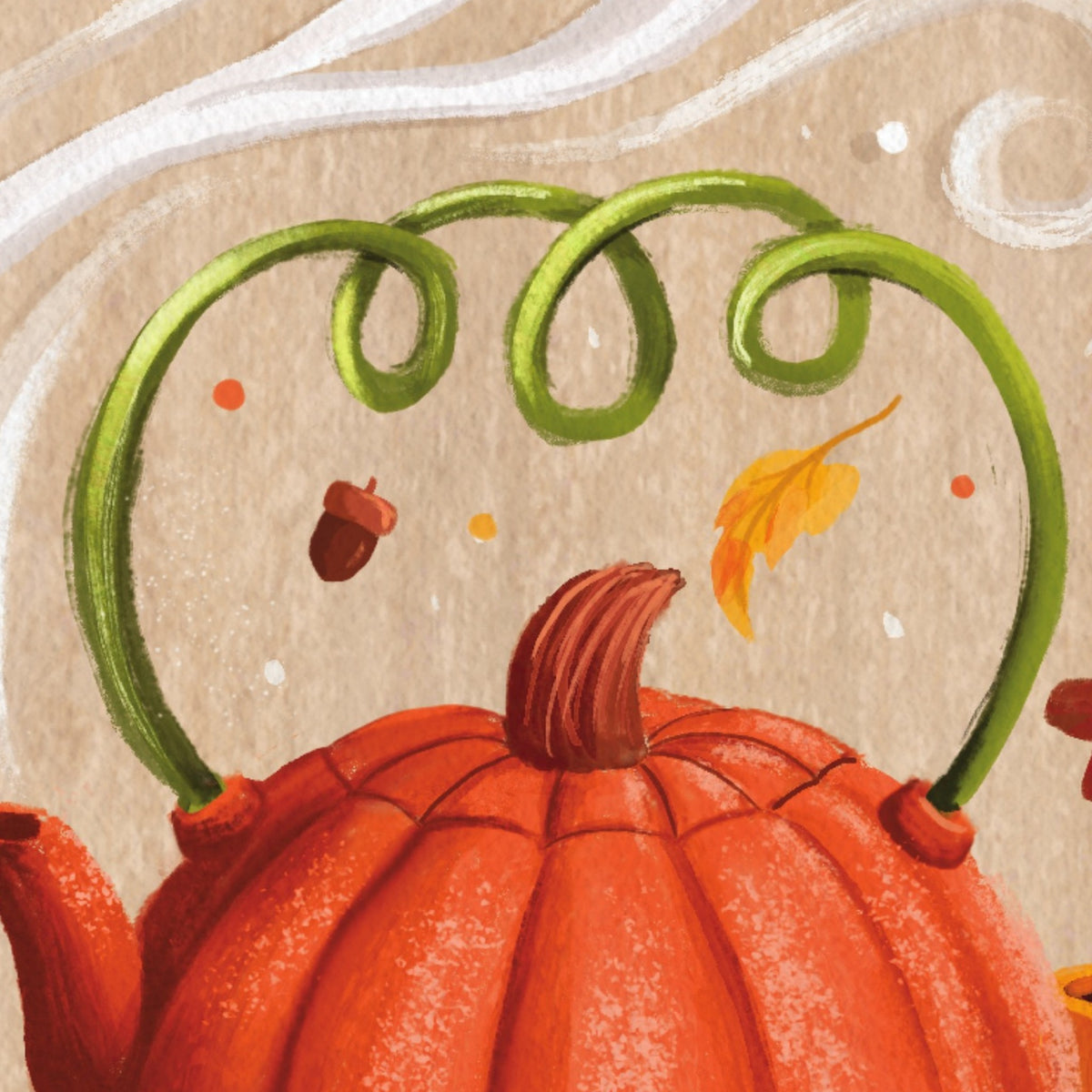 Happy Fallidays Ghosts Teapot art print detail