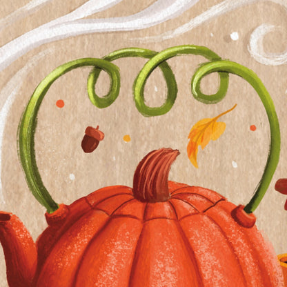 Happy Fallidays Ghosts Teapot art print detail