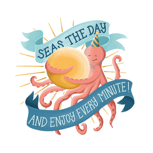 Ocean Birthday Card – Cute Under the Sea Birthday Card with Octopus