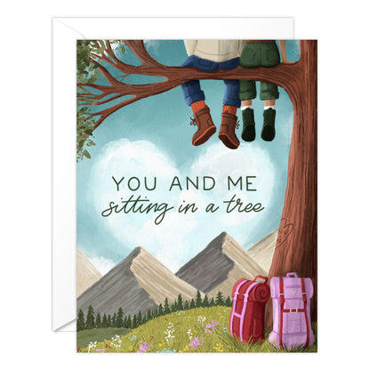 Romantic Love Card – You and Me Sitting in a Tree Hiking Card