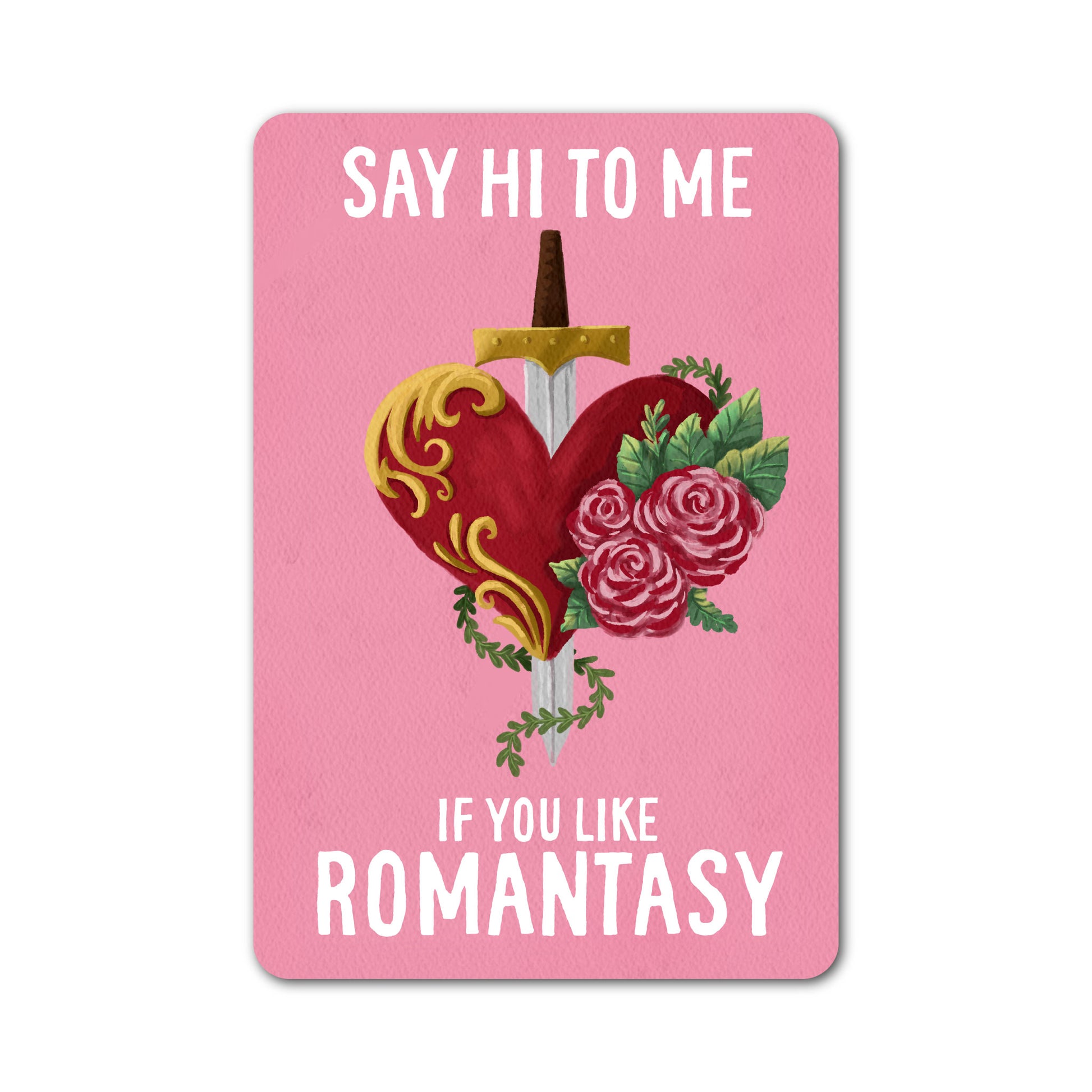 Say hi to me if you like romantasy sticker with dragon and roses illustration.