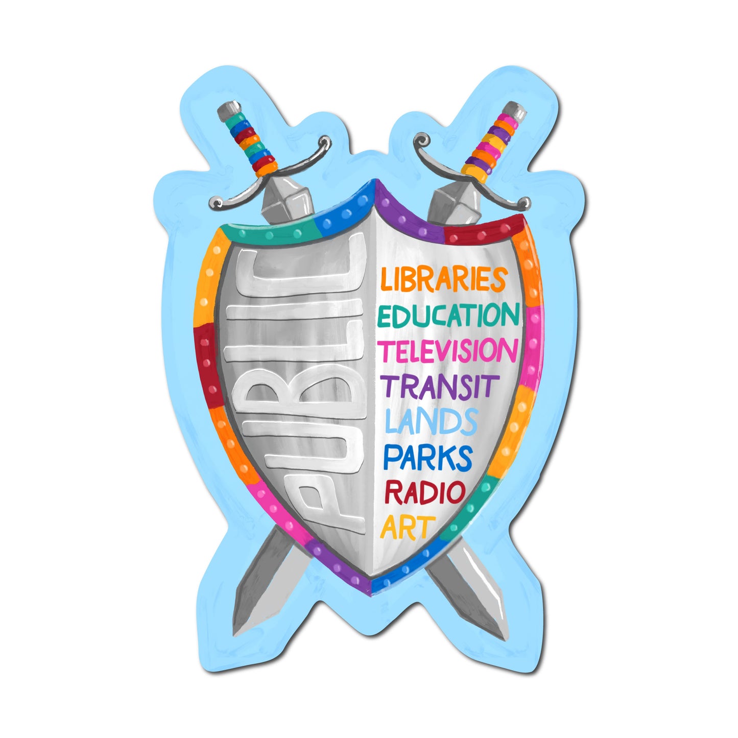 Defend Public Services Sticker | Libraries, Parks & Public Education Vinyl Sticker