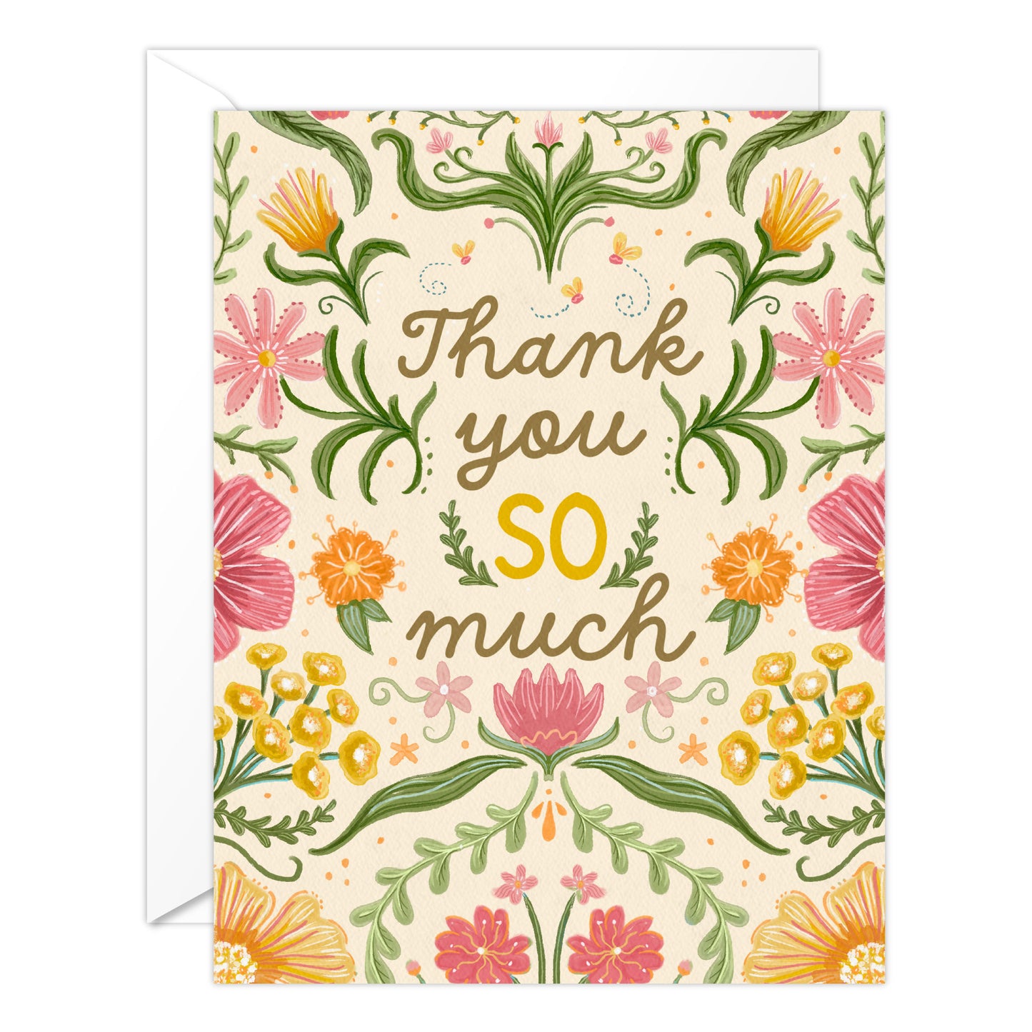 Floral Thank You Card - Symmetrical Flowers