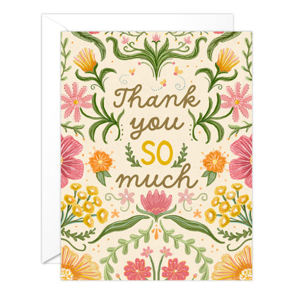 Floral Thank You Card - Symmetrical Flowers